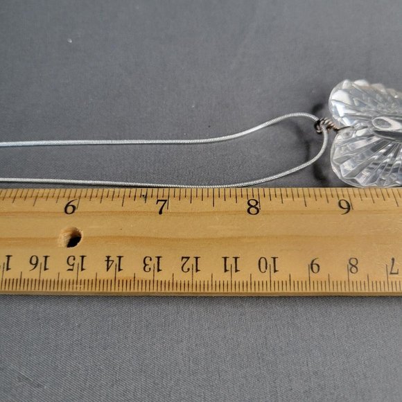 Womens Jewelry Silver Tone Snake Chain Necklace Crystal Heart Pendant 18 in - Picture 7 of 9